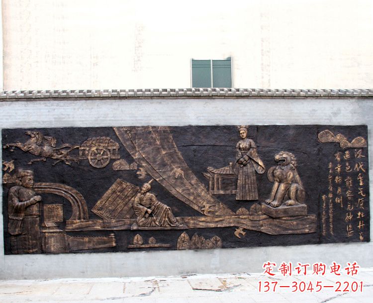 大同“汉代重气质，牡丹留正色”中国传统文化浮雕壁画，玻璃钢仿铜园林墙壁装饰壁画