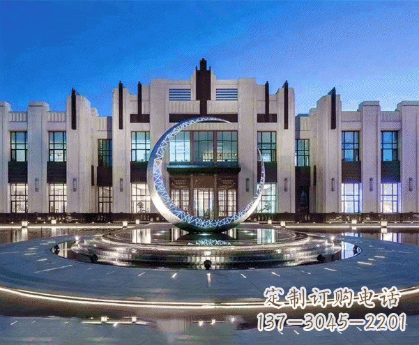 大同城市不锈钢月亮摆件雕塑
