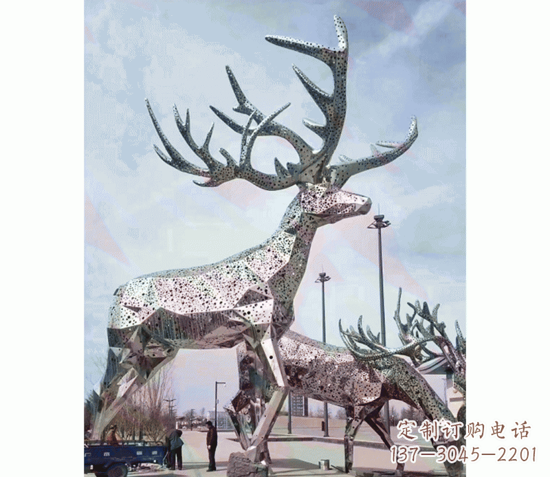 大同大型不锈钢梅花鹿摆件雕塑