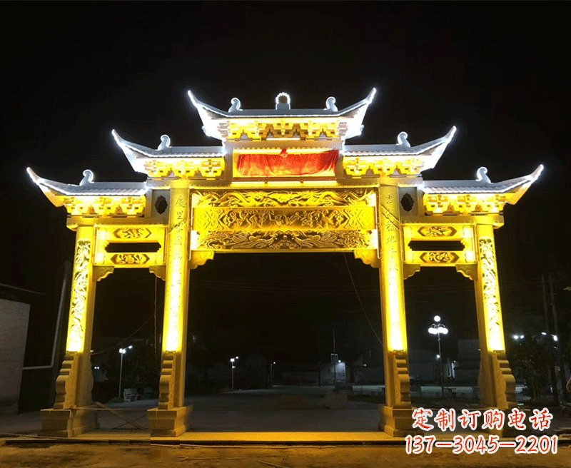 大同石雕古代牌坊云头柱
