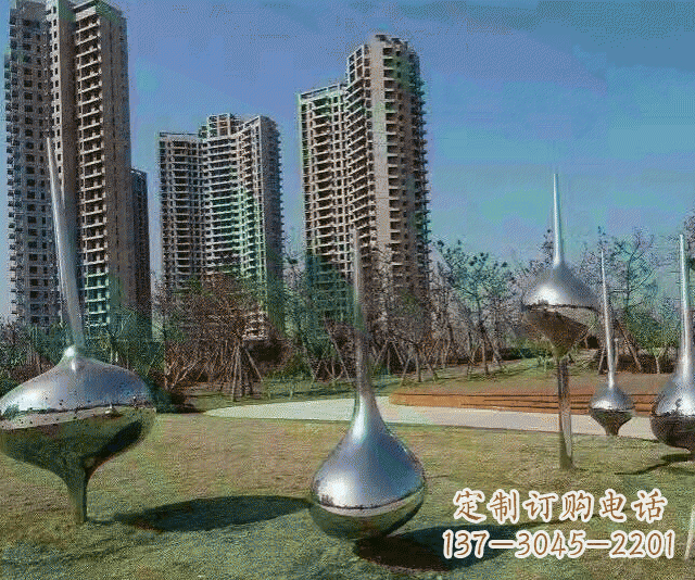 大同小区不锈钢抽象陀螺雕塑