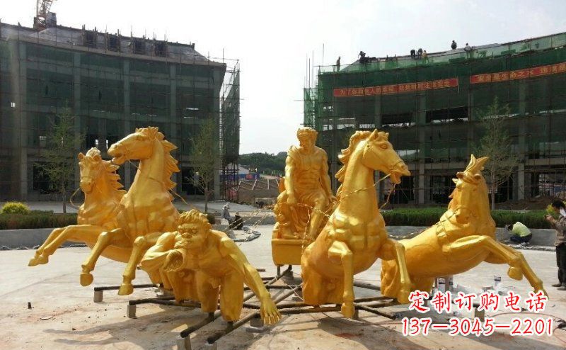 大同阿波罗战车玻璃钢仿铜景观雕塑