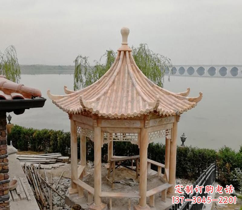 大同精致古典八角凉亭石雕