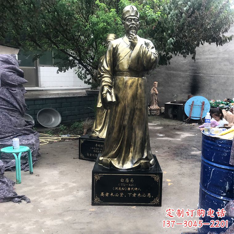 大同白居易仿铜雕像经典中国古代诗人的艺术再现