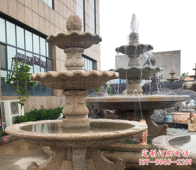 大同白麻天然石欧式喷泉雕塑