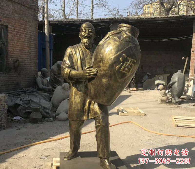 大同精美酒坛铜雕
