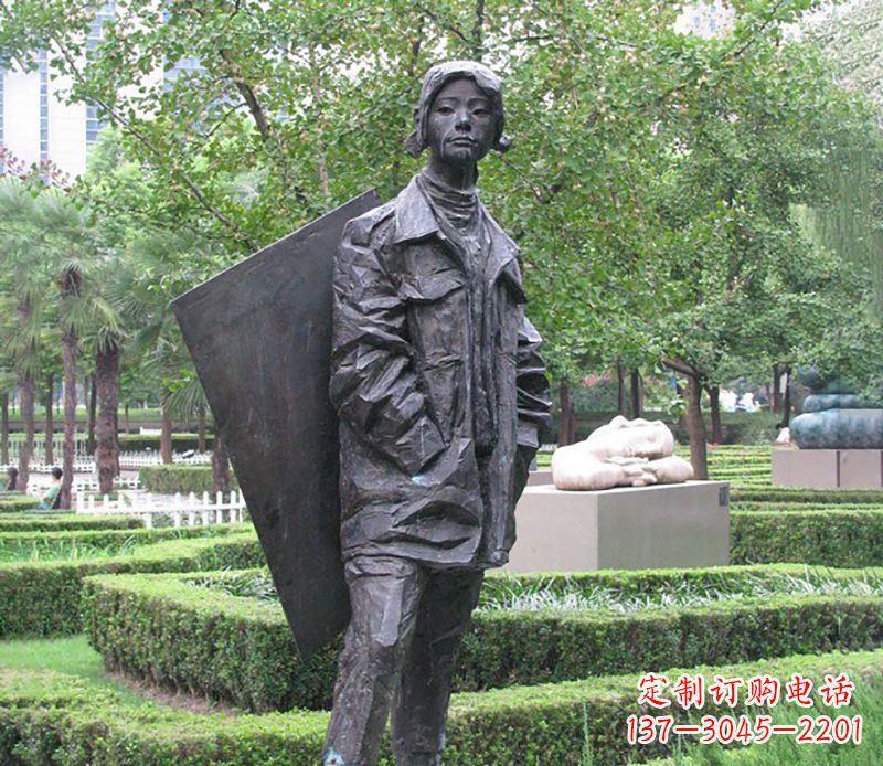大同背画板女孩公园人物铜雕