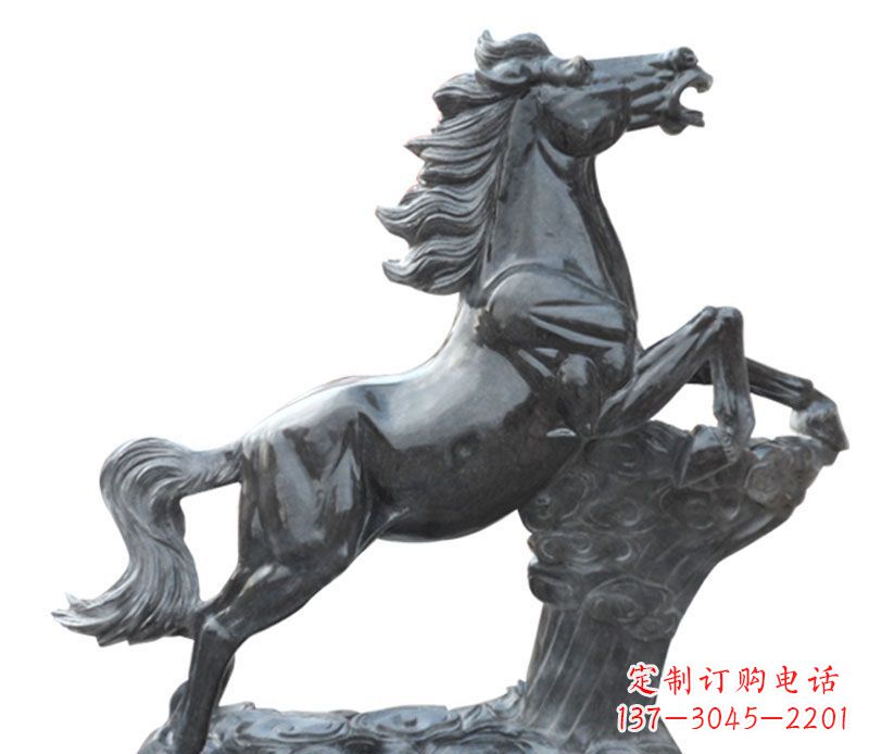 大同奔跑黑马石雕公园动物摆件