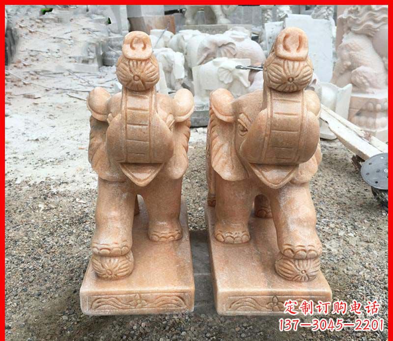 大同鼻卷绣球的小象石雕