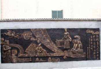 大同“汉代重气质，牡丹留正色”中国传统文化浮雕壁画，玻璃钢仿铜园林墙壁装饰壁画