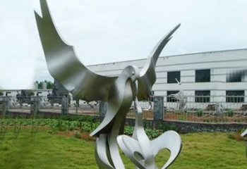 大同“喂食”不锈钢动物鸟类景观雕塑，公园校园中国文化传承雕塑