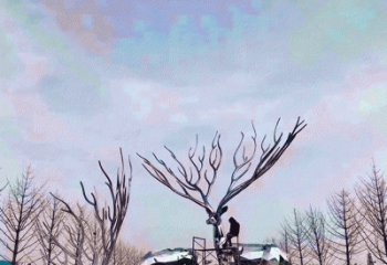 大同大型鹿群不锈钢雕塑