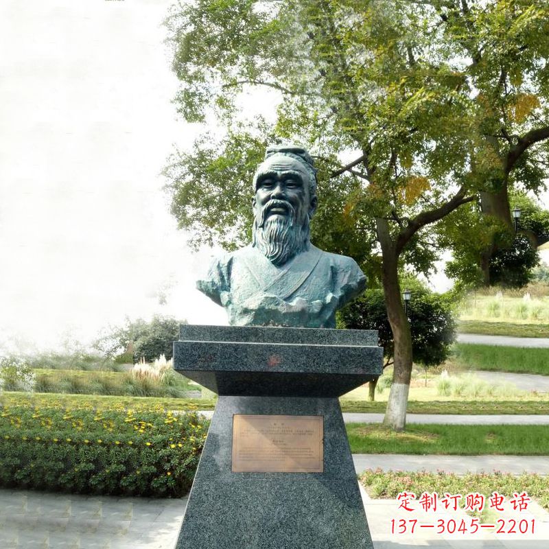 大同扁鹊石雕头像-公园中国古代十大名医历史著名医学人物雕塑