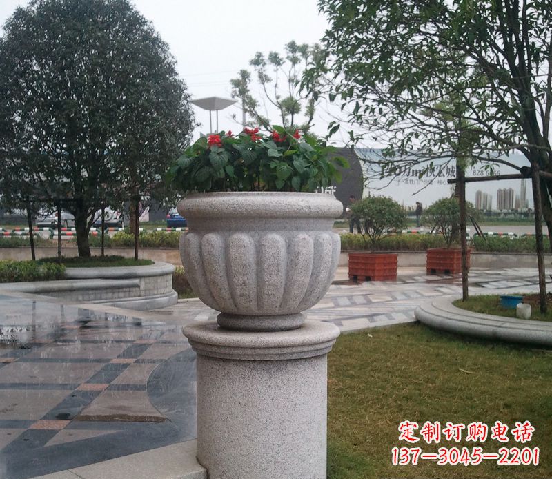 大同别墅景观大理石花盆石雕 (2)