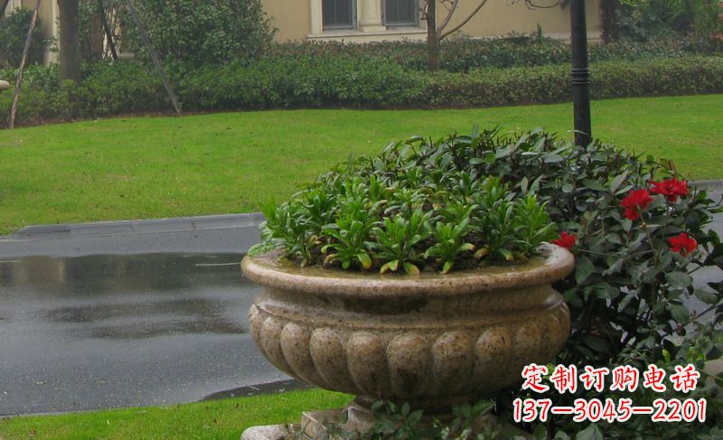 大同别墅景观大理石花盆石雕 (4)