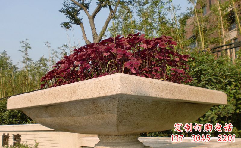 大同别墅景观大理石花盆石雕_1
