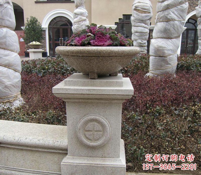 大同别墅景观大理石花盆石雕_2