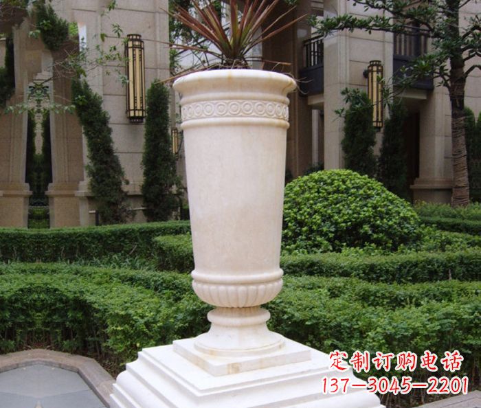 大同别墅景观汉白玉花盆石雕