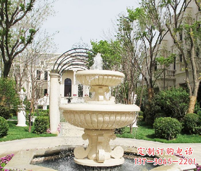 大同精致现代别墅景观汉白玉喷泉石雕
