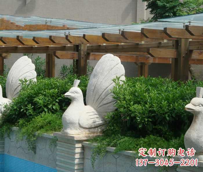 大同别墅景观孔雀喷泉石雕