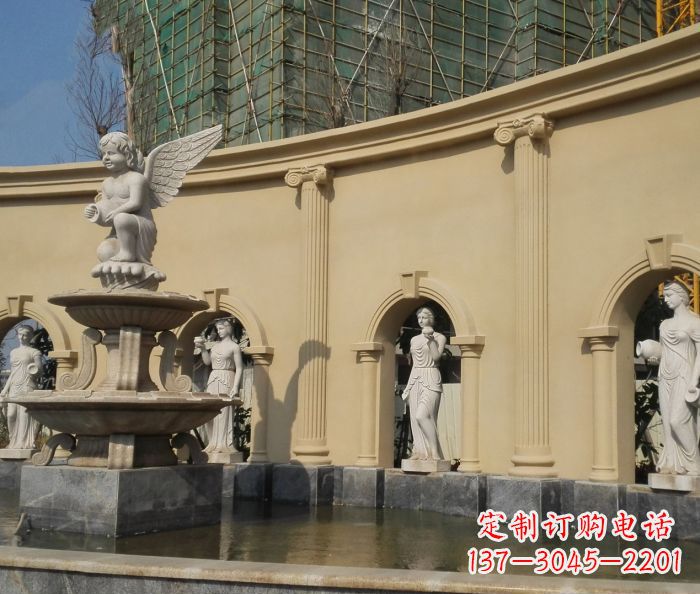 大同别墅景观天使喷泉石雕 (3)