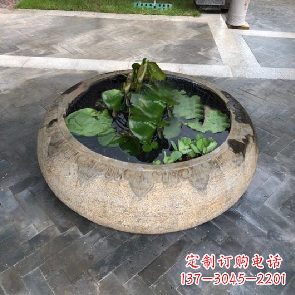 大同别墅庭院仿古做旧石雕鱼缸