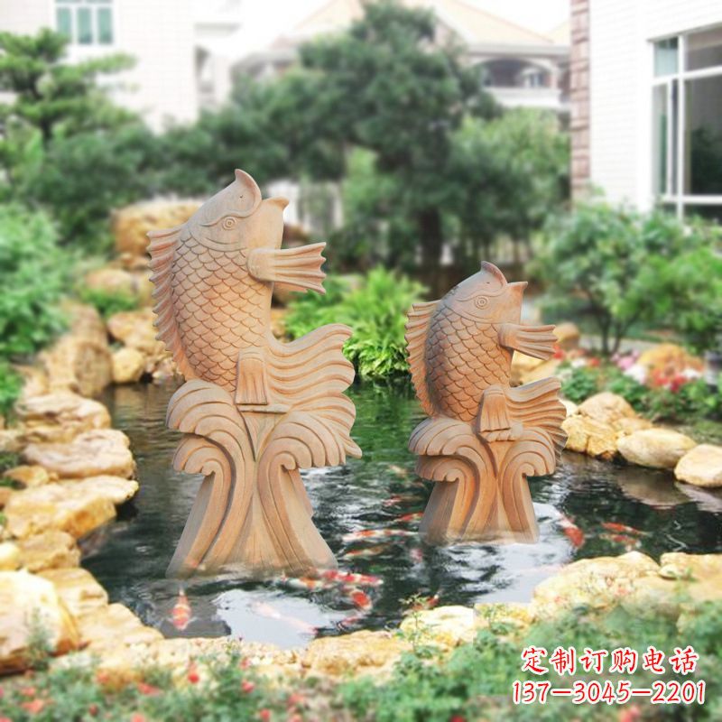 大同别墅庭院吉祥招财石雕鱼喷泉雕塑