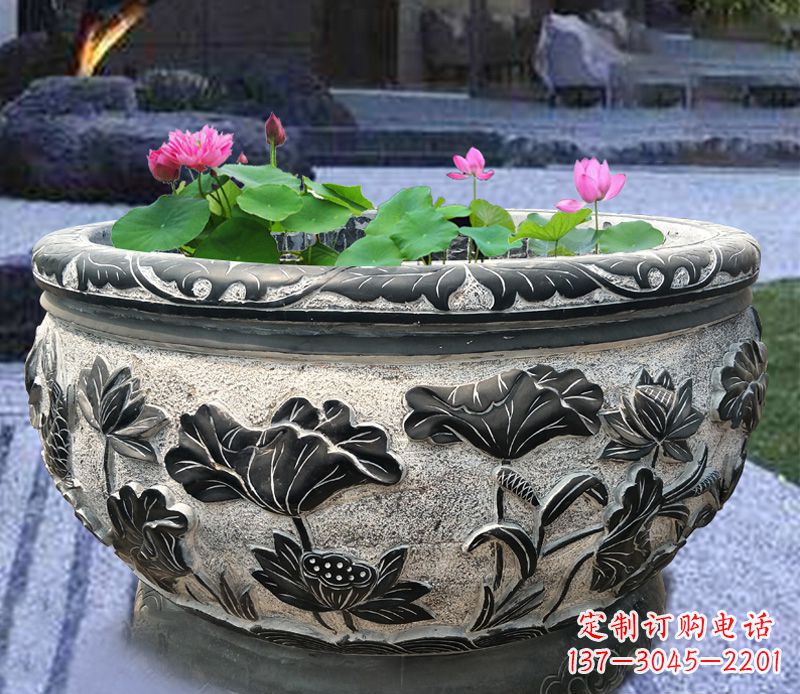 大同别墅庭院石雕鱼缸