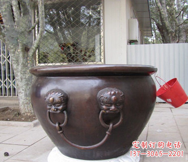 大同别墅招财水缸铜雕塑摆件 (2)