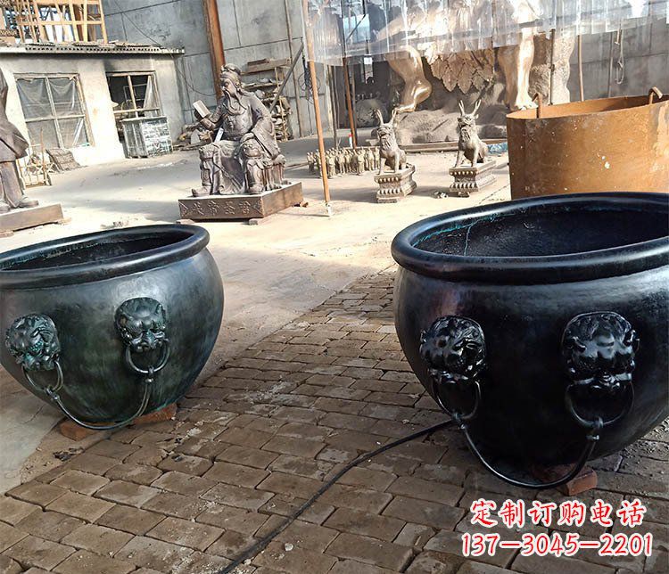 大同别墅招财水缸铜雕塑摆件 (3)