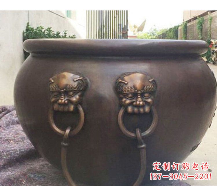大同别墅招财水缸铜雕塑摆件