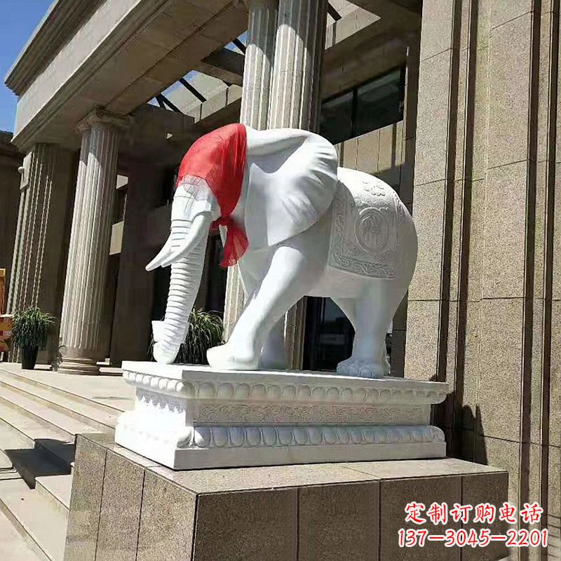 大同宾馆酒店看门大象汉白玉吉祥动物石雕