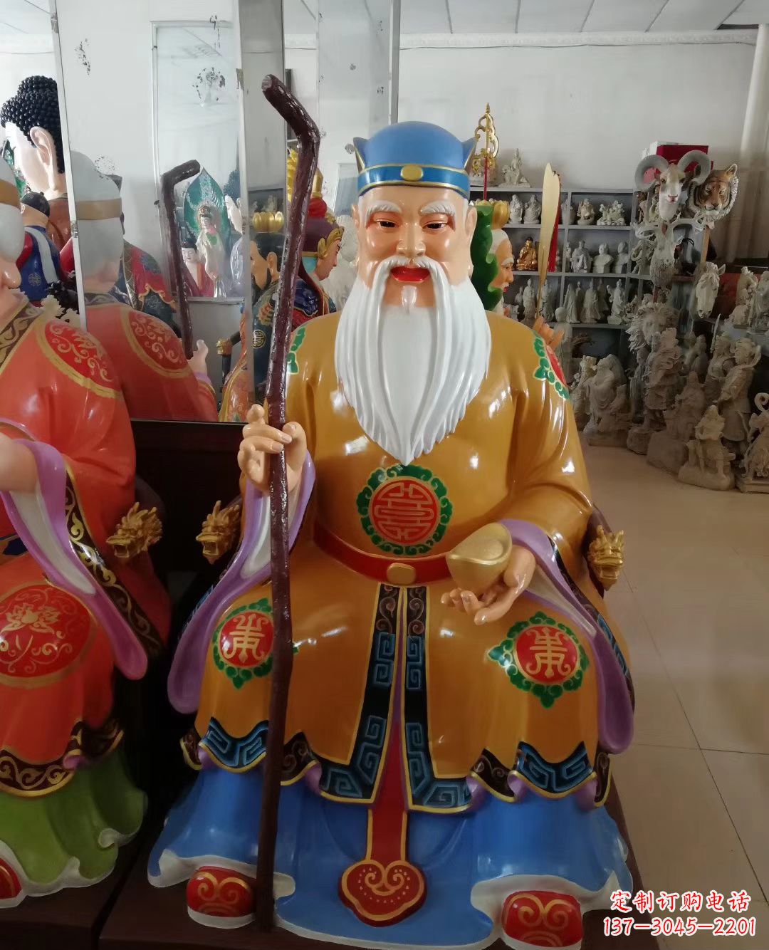 大同玻璃钢彩绘土地公神像精美的艺术品