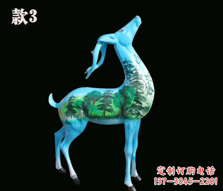 大同玻璃钢彩绘艺术小鹿雕塑