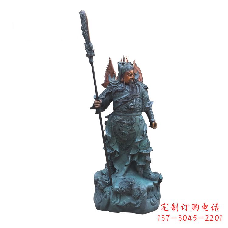 大同玻璃钢仿铜彩绘关公像精美雕塑艺术品