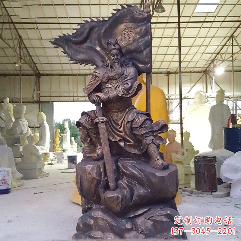 大同玻璃钢仿铜关公雕塑