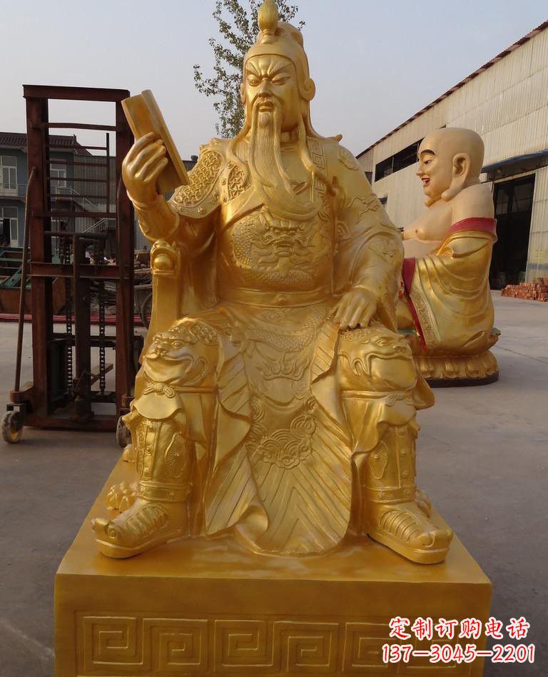 大同玻璃钢仿铜关公雕塑——传承春秋精神