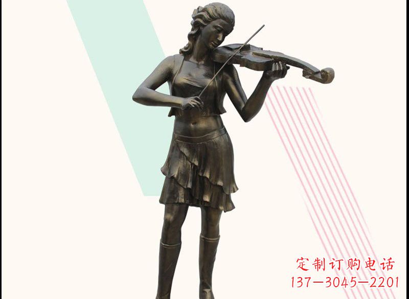 大同玻璃钢仿铜拉小提琴的女孩