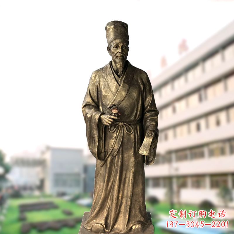 大同玻璃钢仿铜李时珍塑像-医院医学院药圣雕塑