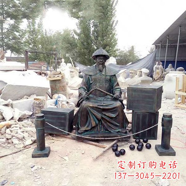 大同玻璃钢仿铜林则徐销烟雕塑
