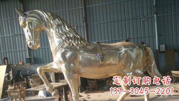 大同玻璃钢仿铜马公园动物雕塑