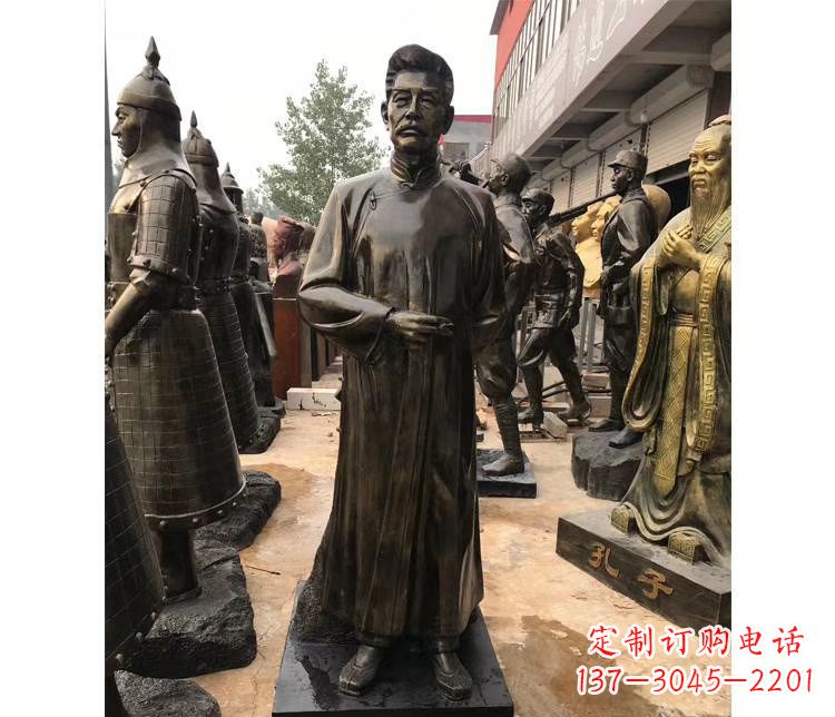 大同玻璃钢仿铜校园近代名人鲁迅雕塑