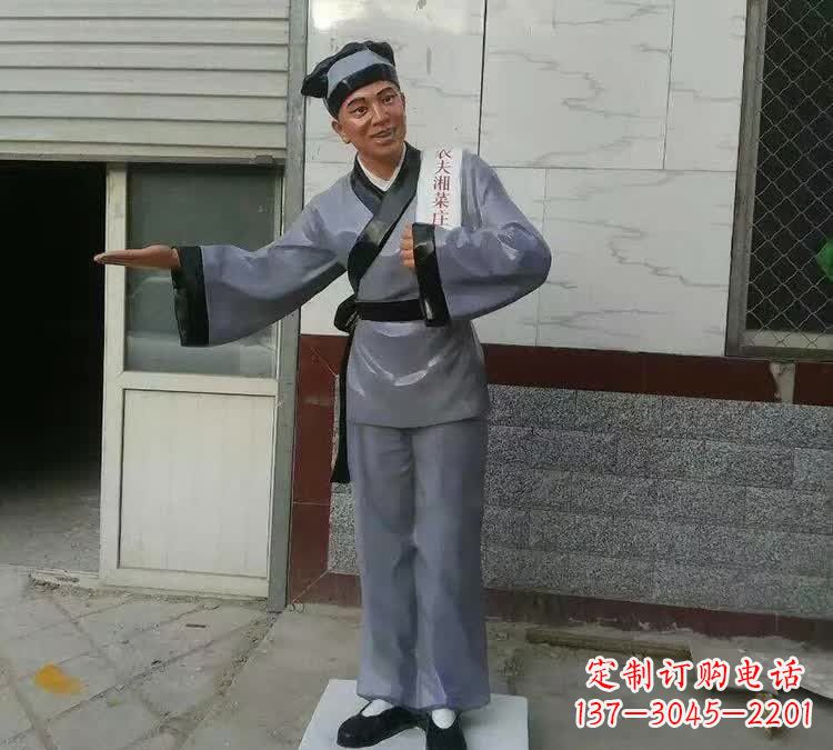 大同精致玻璃钢店小二雕塑