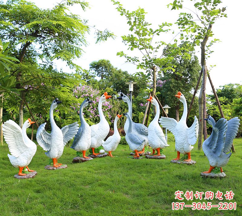 大同玻璃钢雕刻的精美鹅