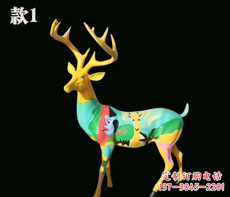 大同玻璃钢梅花鹿雕塑