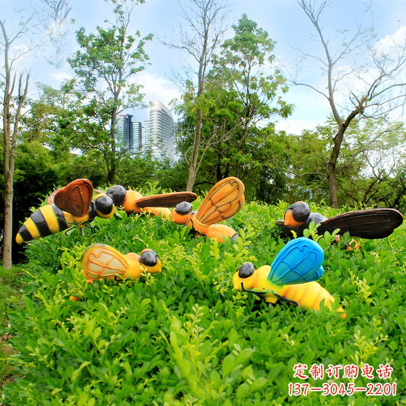 大同玻璃钢仿真蜜蜂-公园草丛花丛动物雕塑摆件