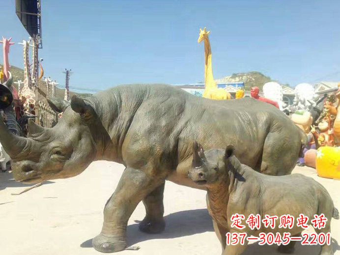 大同玻璃钢制犀牛雕塑——精美外形、质感出众
