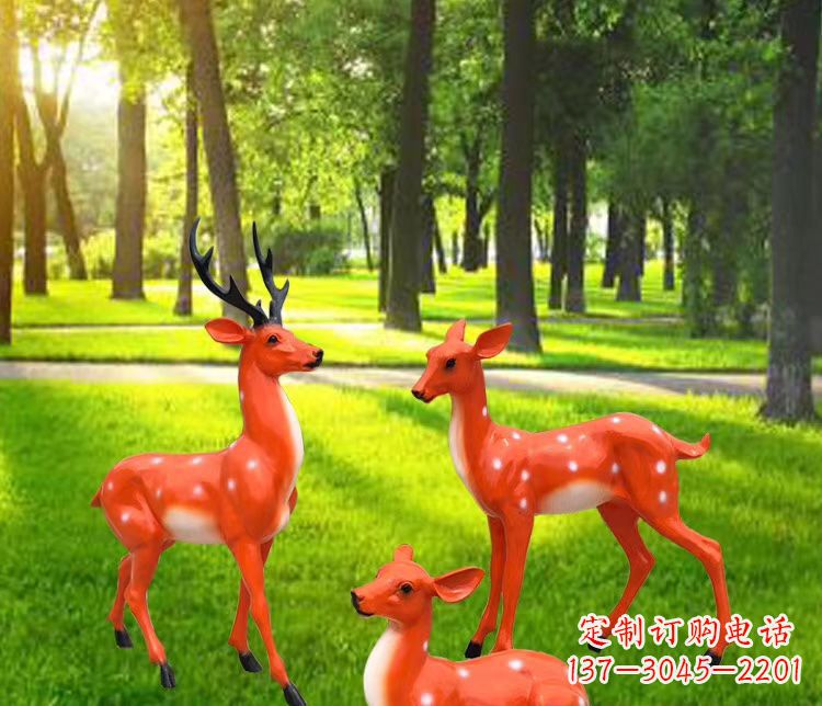 大同玻璃钢仿真小鹿雕塑 公园动物摆件