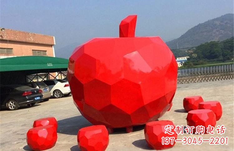 大同玻璃钢公园彩绘几何苹果雕塑艺术精美绝伦