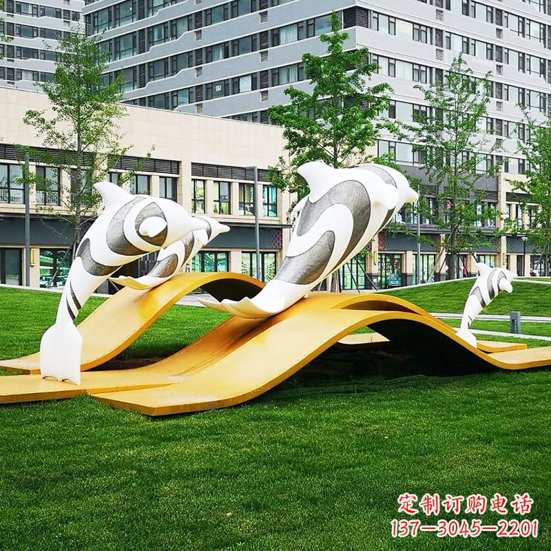 大同玻璃钢海豚景观雕塑精致的城市动物雕塑